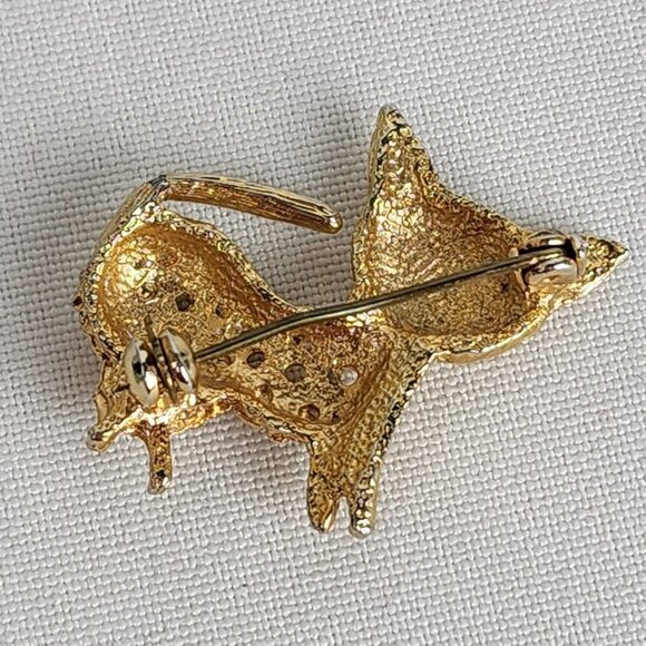 Vintage Gold Tone Cat Brooch - Picture 3 of 4